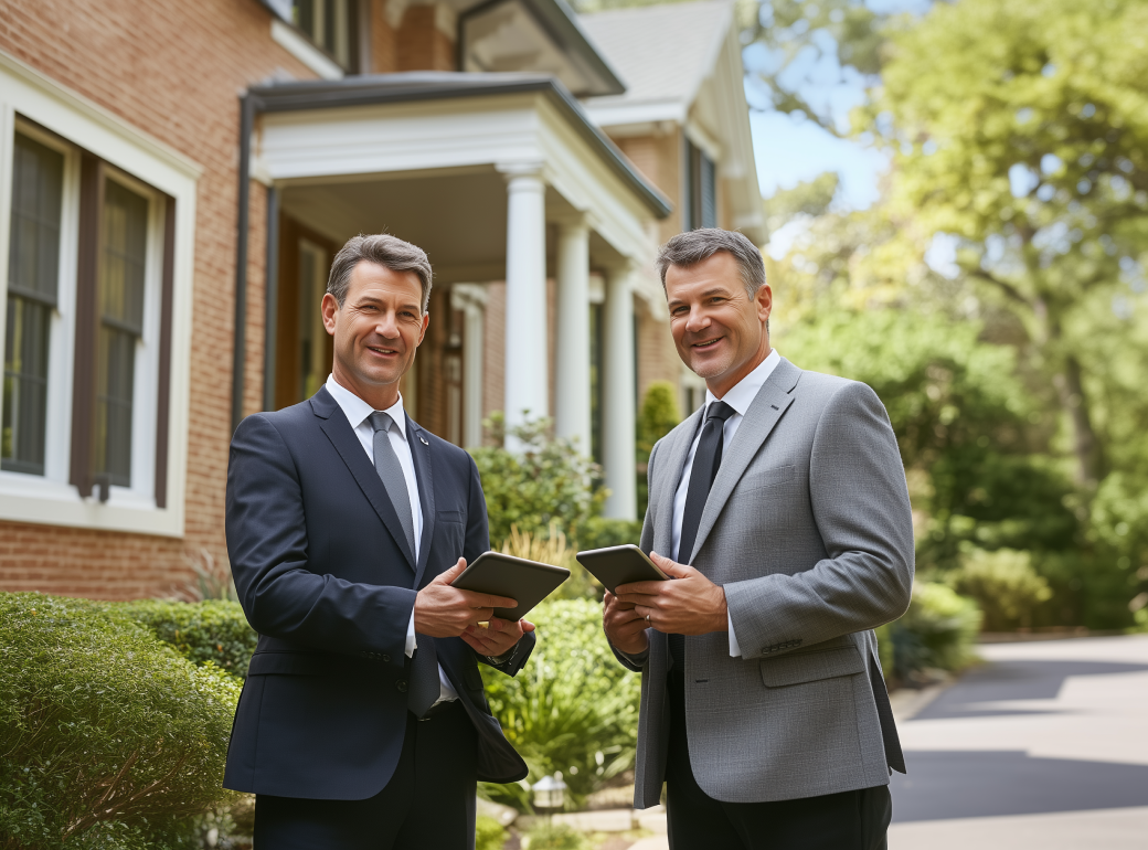 Agent reviewing a styled living room